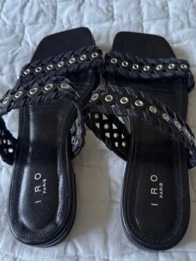 IRO Black Braided Sandals, size 6.5W